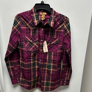 Wrangler Men's Casual Plaid Shirt - Purple and Yellow